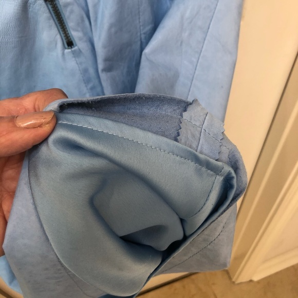 Leather dress, baby blue lux soft back detail Sz S - Picture 6 of 8